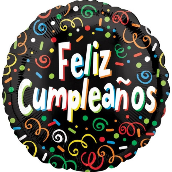 Globo Foil de Feliz Cumpleaños de 45 Centímetros de color Negro
