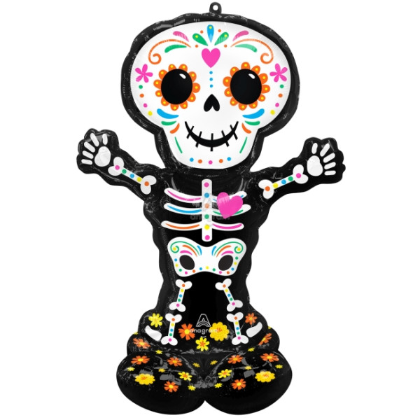 Globo Airloonz de Esqueleto del Día de los Muertos Mexicano de 132 Centímetros