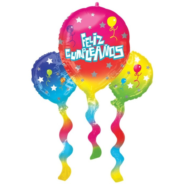 Globo Foil de Feliz Cumpleaños Remolino de 99 x 66 Centímetros