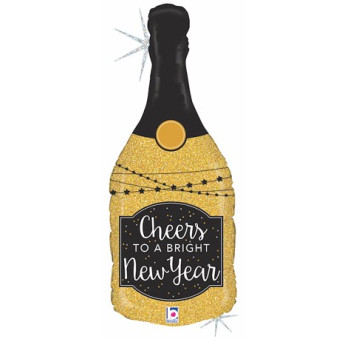 Globo de Botella Champagne Holográfica New Year  de 91 Centímetros