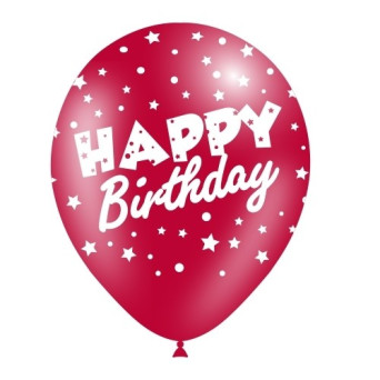 Globo Látex de Happy Birthday 50 Unidades R12 de 30 Centímetros 100% Biodegradable