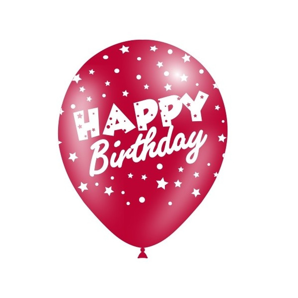 Globo Látex de Happy Birthday 50 Unidades R12 de 30 Centímetros 100% Biodegradable