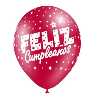 Globo Látex de Feliz Cumpleaños 8 Unidades R12 de 30 Centímetros 100% Biodegradable