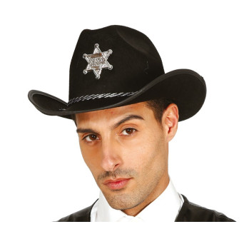 Sombrero de Sheriff de color Negro para Adulto