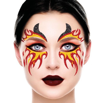 Tatuaje de Fuego Glitter para la Cara