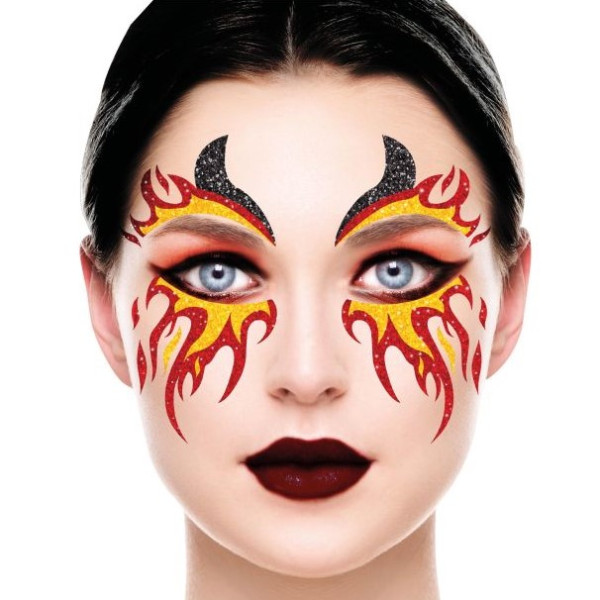 Tatuaje de Fuego Glitter para la Cara