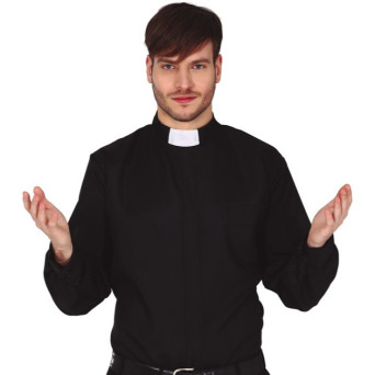 Camisa de Cura de color Negro para Adulto