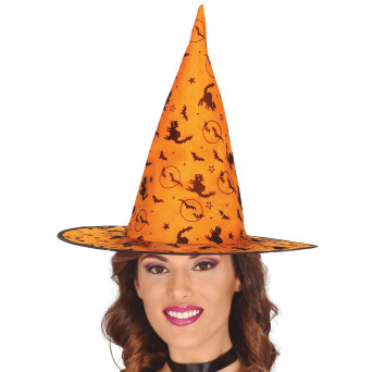 Sombrero de Bruja de color Naranja para Adulto
