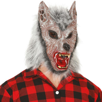 Máscara de Lobo con Pelo para Adulto