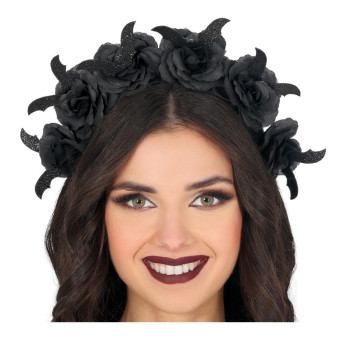 Diadema de Flores de color Negro para Adulto