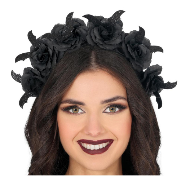 Diadema de Flores de color Negro para Adulto
