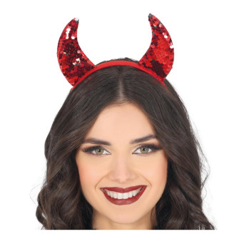 Cuernos de Diablo de color Rojo con Lentejuelas
