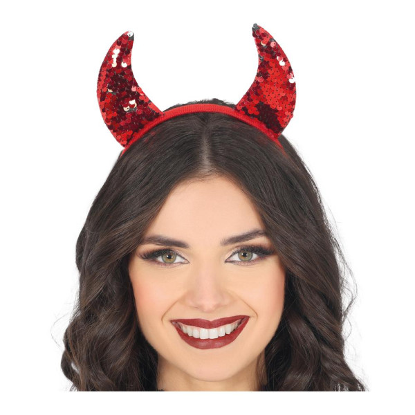 Cuernos de Diablo de color Rojo con Lentejuelas