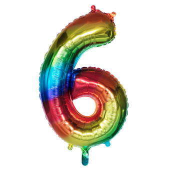Globo Numero 6 de 86 Centímetros Rainbow
