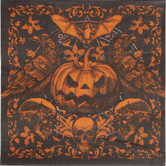 Servilleta de Calabaza Gótica 20 Unidades de 16 x 16 Centímetros