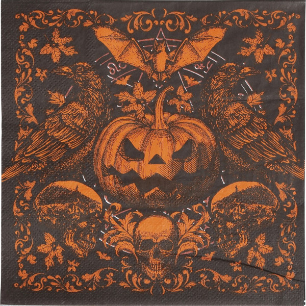 Servilleta de Calabaza Gótica 20 Unidades de 16 x 16 Centímetros
