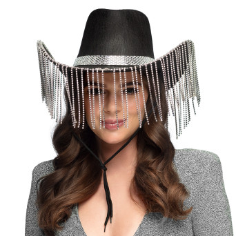 Sombrero de Vaquera Showgirl de color Negro para Adulto