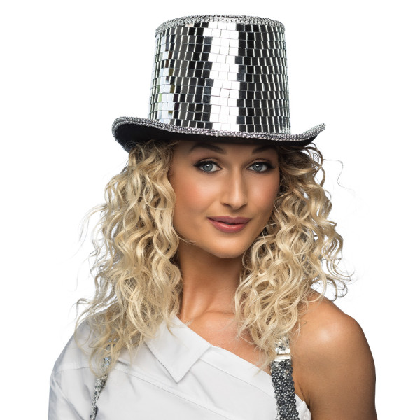 Sombrero de Copa de Disco de color Plata para Adulto