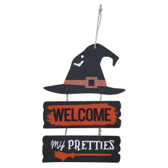 Cartel de Bruja Welcome My Pretties de 32 x 21 Centímetros