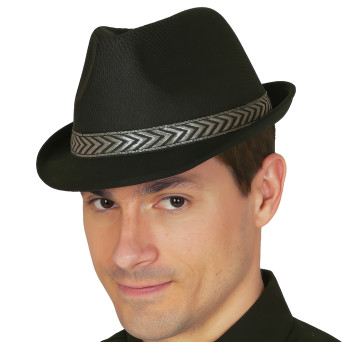 Sombrero de Gangster de color Negro para Adulto