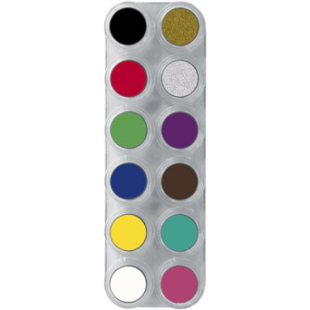 Paleta de Maquillaje al Agua A12 de 12 Colores de 2,5 Mililitros de Grimas