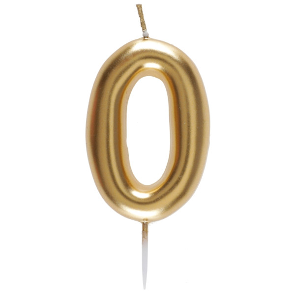 Vela de Cumpleaños Número 0 de 9 Centímetros de color Oro