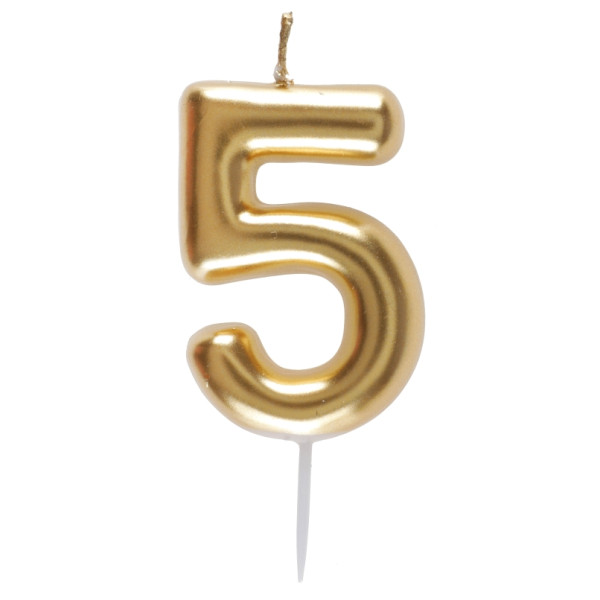 Vela de Cumpleaños Número 5 de 9 Centímetros de color Oro