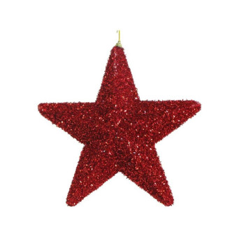 Estrella de Lamé de color Rojo para Colgar de 26 Centímetros