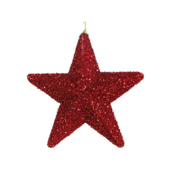 Estrella de Lamé de color Rojo para Colgar de 26 Centímetros