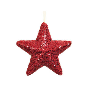Estrella de 22 Centímetros de color Rojo con Escarcha