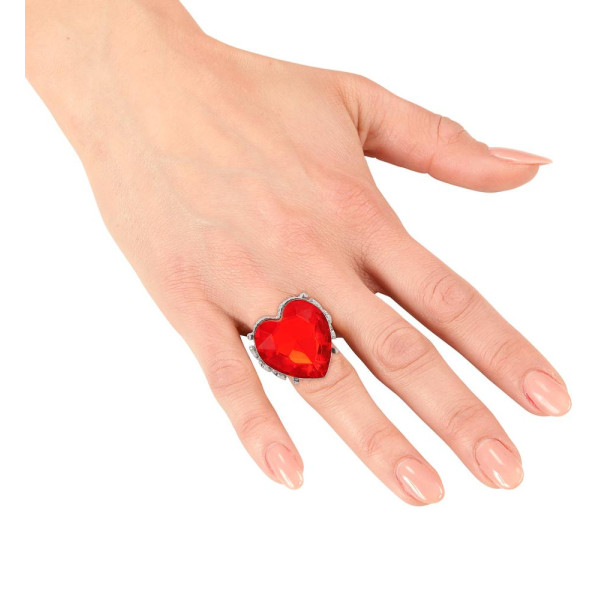 Anillo de Corazón de color Rojo para Adulto