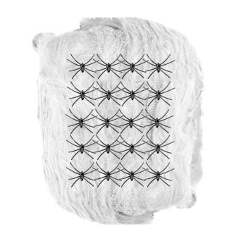 Telaraña de color Blanco de 500 Gramos con Arañas