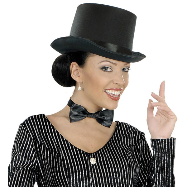 Sombrero de Copa de Raso de color Negro para Adulto