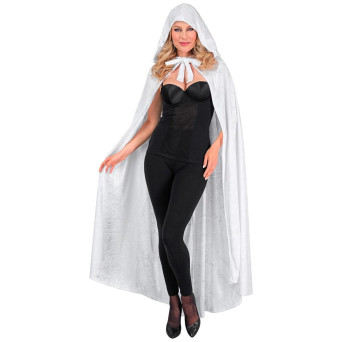 Capa de Terciopelo de 140 Centímetros de color Blanco con Capucha para Adulto