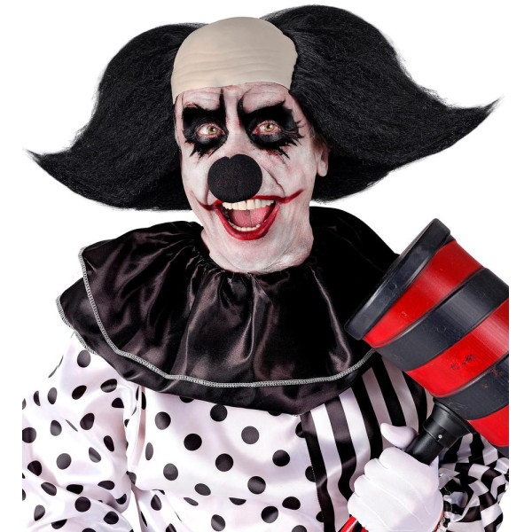 Calva de Payaso Siniestro con Pelo de color Negro para Adulto