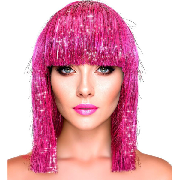 Peluca Rosa de Glitzy para Adulto
