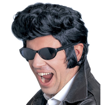 Peluca Negra de Rock & Roll para Adulto