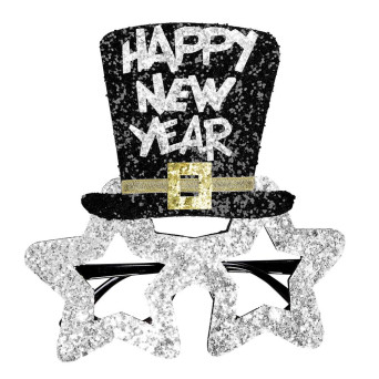 Gafas de Feliz Año Nuevo de color Plata y Negro para Adulto