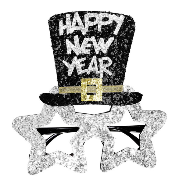 Gafas de Feliz Año Nuevo de color Plata y Negro para Adulto