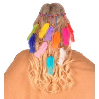 Cinta de India Americana con Plumas Multicolor para Adulto
