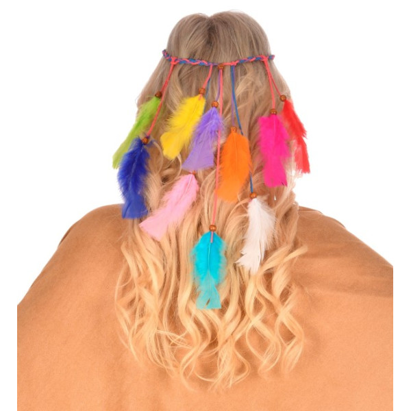 Cinta de India Americana con Plumas Multicolor para Adulto