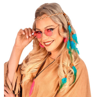 Cinta de India Americana con Plumas de color Turquesa para Adulto