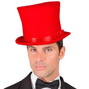 Sombrero de Copa de color Rojo para Adulto