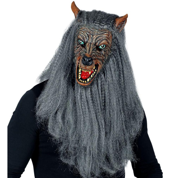 Máscara de Hombre Lobo con Pelo para Adulto