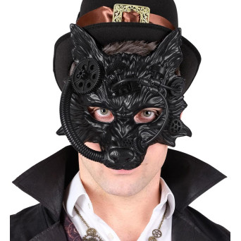 Máscara de Steampunk Lobo de color Negro para Adulto