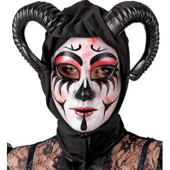 Máscara de Demonio Comedia de Arte con Capucha para Adulto