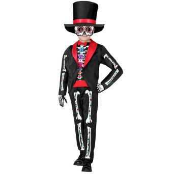 Disfraz de Esqueleto del Día de los Muertos Mexicano Infantil