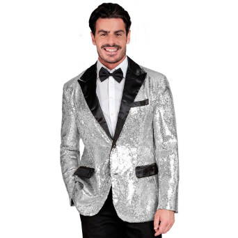 Chaqueta de color Plata con Lentejuelas para Adulto