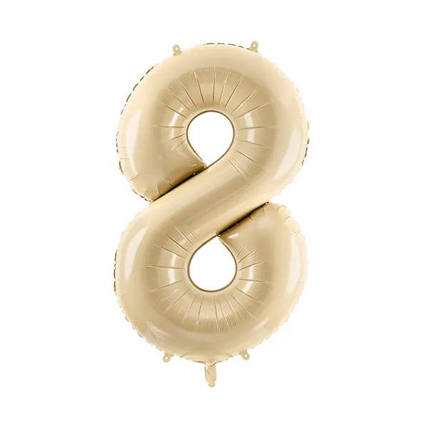 Globo Foil de Número 8 de 72 Centímetros de color Beige
