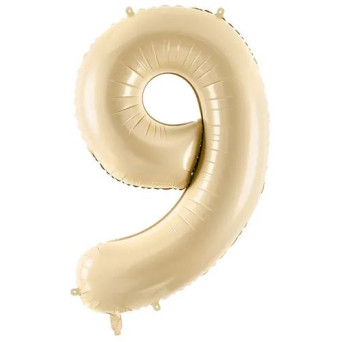 Globo Foil de Número 9 de 72 Centímetros de color Beige